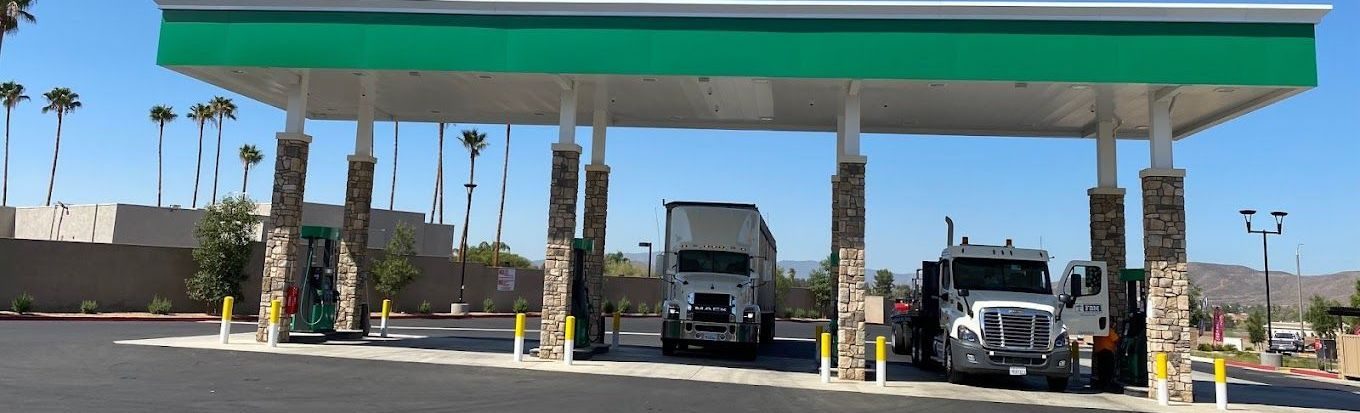 Roadside Oasis truck fuel canopy in Menifee, California